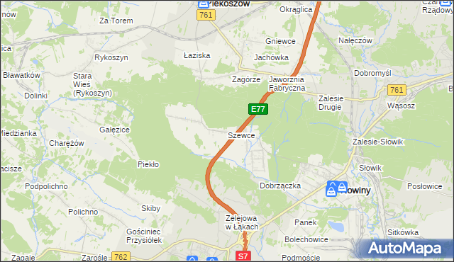 mapa Szewce gmina Sitkówka-Nowiny, Szewce gmina Sitkówka-Nowiny na mapie Targeo