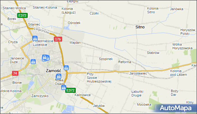 mapa Szopinek, Szopinek na mapie Targeo