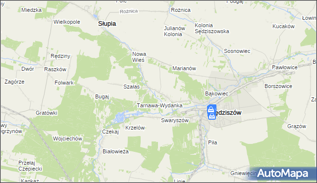 mapa Tarnawa gmina Sędziszów, Tarnawa gmina Sędziszów na mapie Targeo
