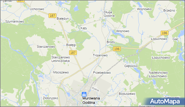 mapa Trojanowo gmina Murowana Goślina, Trojanowo gmina Murowana Goślina na mapie Targeo