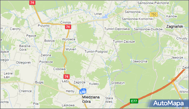 mapa Tumlin-Wykień, Tumlin-Wykień na mapie Targeo