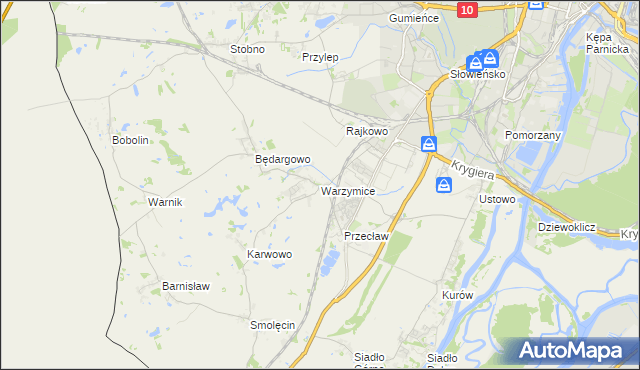mapa Warzymice, Warzymice na mapie Targeo