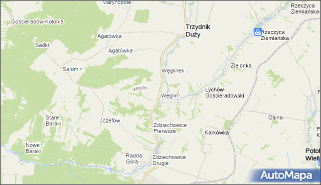 mapa Węglin gmina Trzydnik Duży, Węglin gmina Trzydnik Duży na mapie Targeo