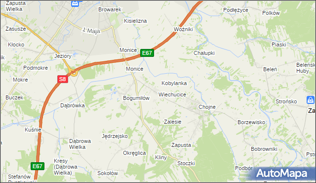 mapa Wiechucice, Wiechucice na mapie Targeo