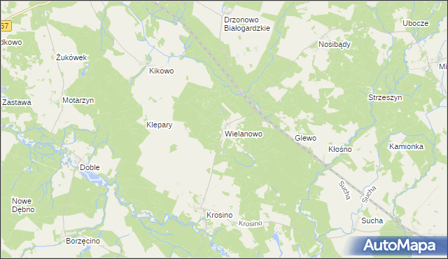 mapa Wielanowo, Wielanowo na mapie Targeo