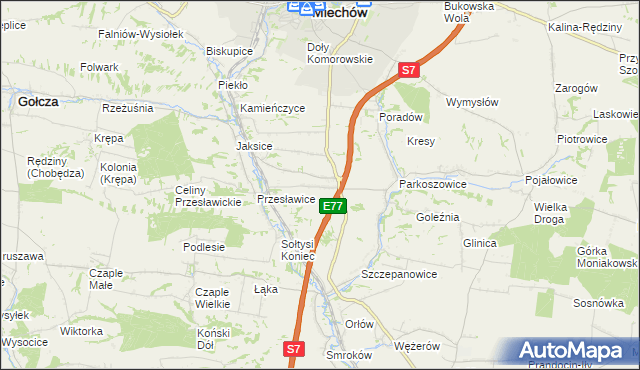 mapa Wielki Dół gmina Miechów, Wielki Dół gmina Miechów na mapie Targeo