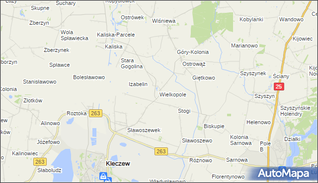 mapa Wielkopole gmina Kleczew, Wielkopole gmina Kleczew na mapie Targeo