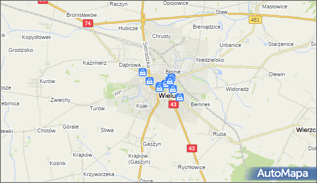 mapa Wieluń, Wieluń na mapie Targeo