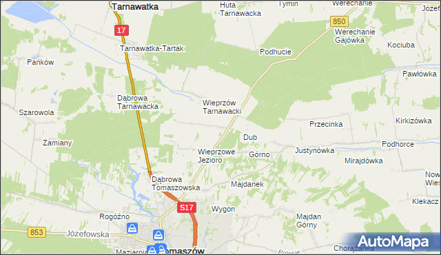 mapa Wieprzów Ordynacki, Wieprzów Ordynacki na mapie Targeo