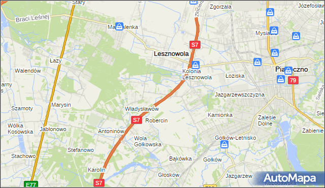 mapa Wilcza Góra gmina Lesznowola, Wilcza Góra gmina Lesznowola na mapie Targeo