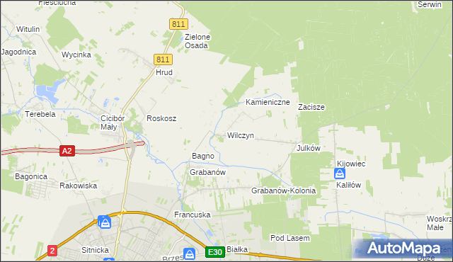 mapa Wilczyn gmina Biała Podlaska, Wilczyn gmina Biała Podlaska na mapie Targeo