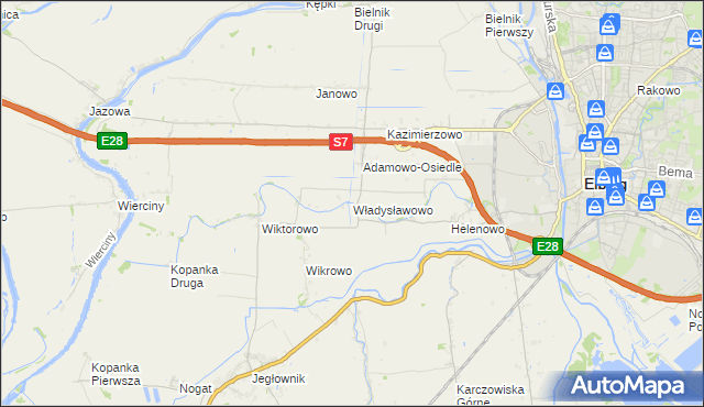 mapa Władysławowo gmina Elbląg, Władysławowo gmina Elbląg na mapie Targeo