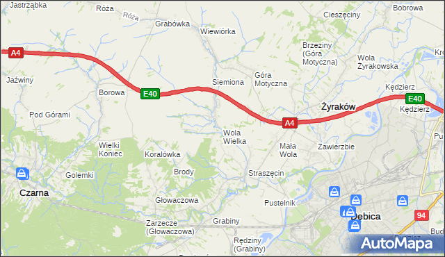 mapa Wola Wielka gmina Żyraków, Wola Wielka gmina Żyraków na mapie Targeo