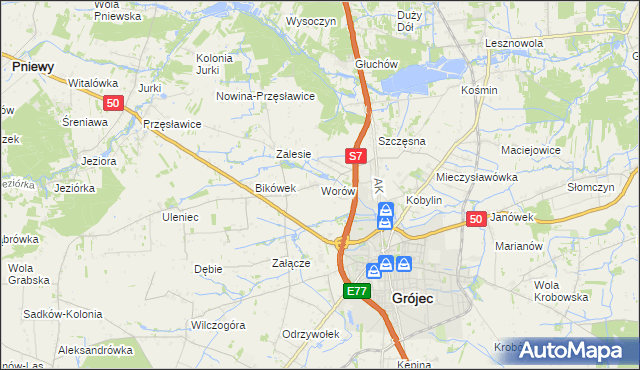 mapa Worów, Worów na mapie Targeo