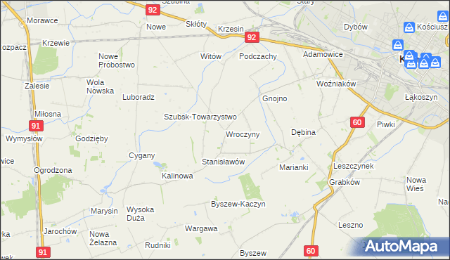 mapa Wroczyny, Wroczyny na mapie Targeo
