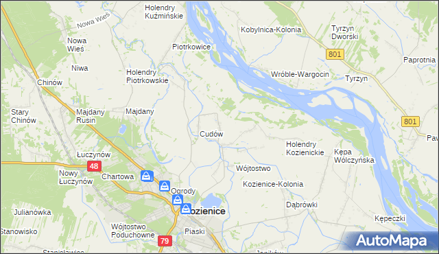 mapa Wymysłów gmina Kozienice, Wymysłów gmina Kozienice na mapie Targeo