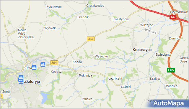 mapa Wysocko gmina Złotoryja, Wysocko gmina Złotoryja na mapie Targeo
