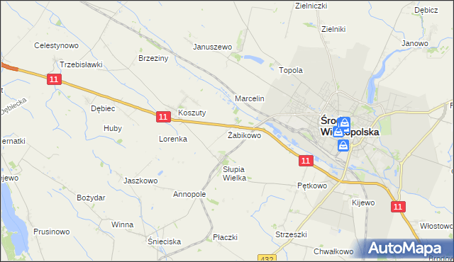 mapa Żabikowo, Żabikowo na mapie Targeo