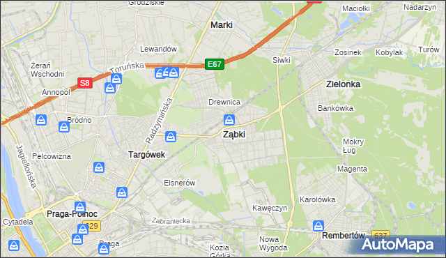 mapa Ząbki powiat wołomiński, Ząbki powiat wołomiński na mapie Targeo