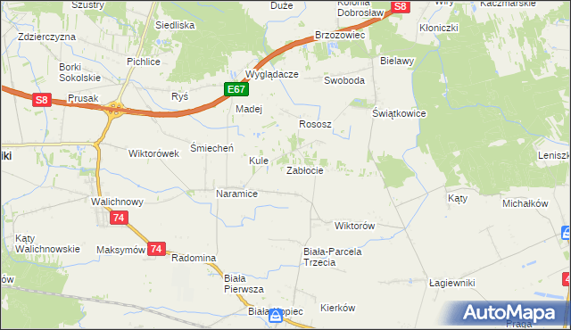 mapa Zabłocie gmina Biała, Zabłocie gmina Biała na mapie Targeo