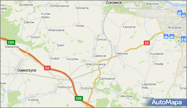 mapa Zabłocie gmina Żukowice, Zabłocie gmina Żukowice na mapie Targeo