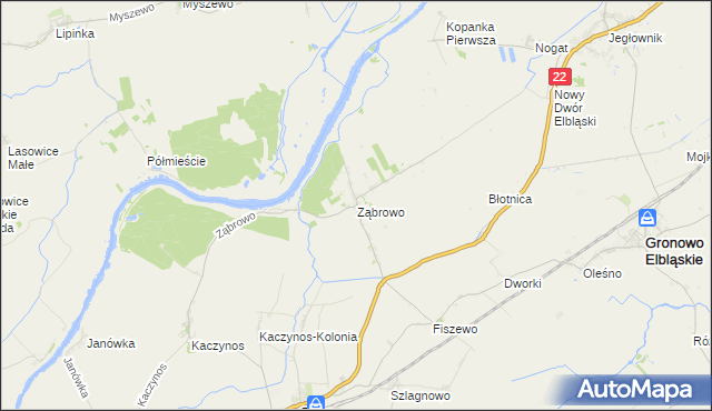 mapa Ząbrowo gmina Stare Pole, Ząbrowo gmina Stare Pole na mapie Targeo