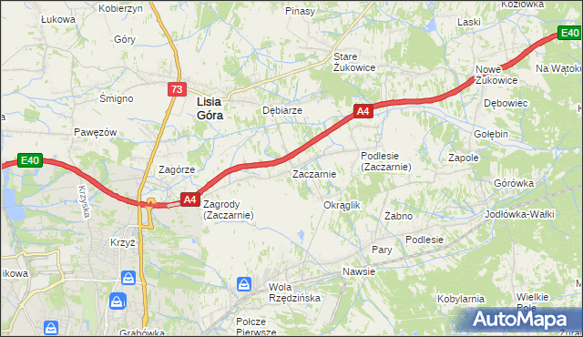 mapa Zaczarnie, Zaczarnie na mapie Targeo