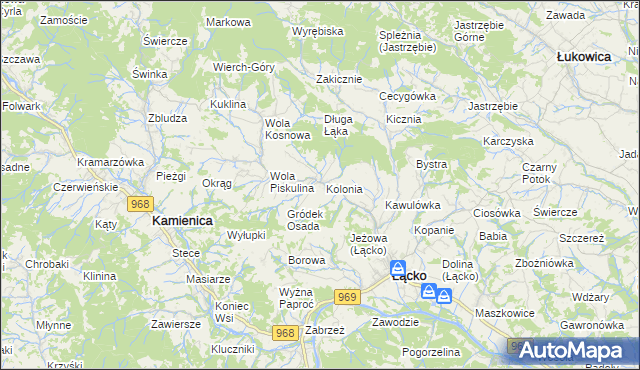 mapa Zagorzyn gmina Łącko, Zagorzyn gmina Łącko na mapie Targeo