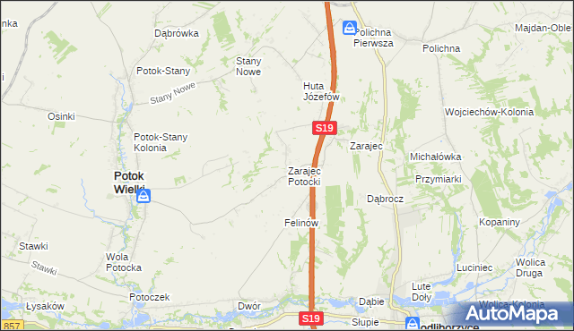 mapa Zarajec Potocki, Zarajec Potocki na mapie Targeo