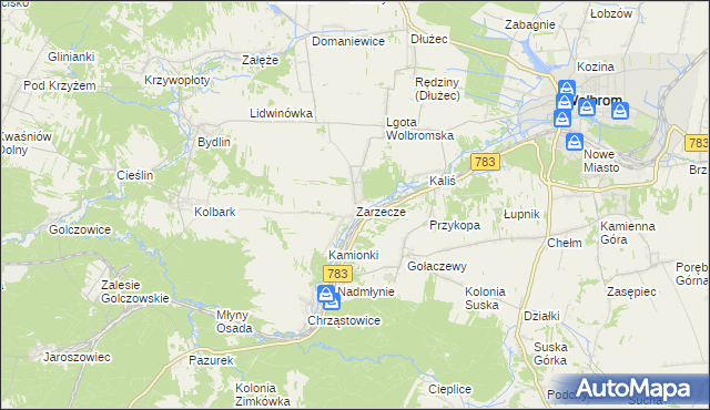 mapa Zarzecze gmina Wolbrom, Zarzecze gmina Wolbrom na mapie Targeo