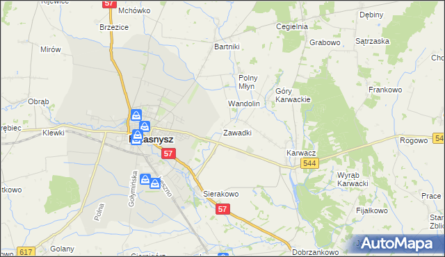 mapa Zawadki gmina Przasnysz, Zawadki gmina Przasnysz na mapie Targeo
