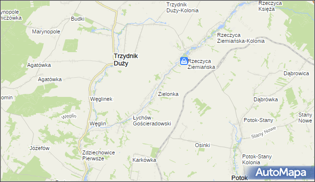 mapa Zielonka gmina Trzydnik Duży, Zielonka gmina Trzydnik Duży na mapie Targeo