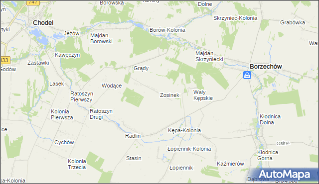 mapa Zosinek gmina Chodel, Zosinek gmina Chodel na mapie Targeo