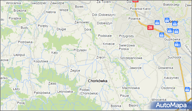 mapa Zręcin, Zręcin na mapie Targeo