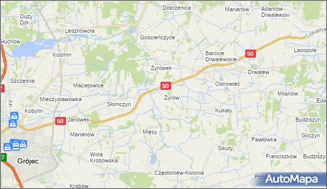 mapa Żyrów, Żyrów na mapie Targeo
