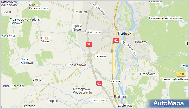 mapa Jeżewo gmina Pułtusk, Jeżewo gmina Pułtusk na mapie Targeo
