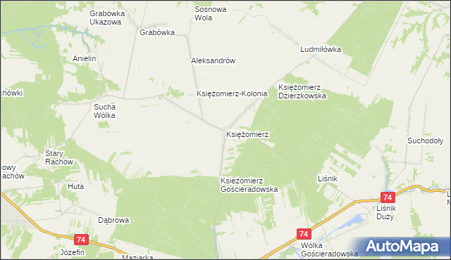 mapa Księżomierz, Księżomierz na mapie Targeo