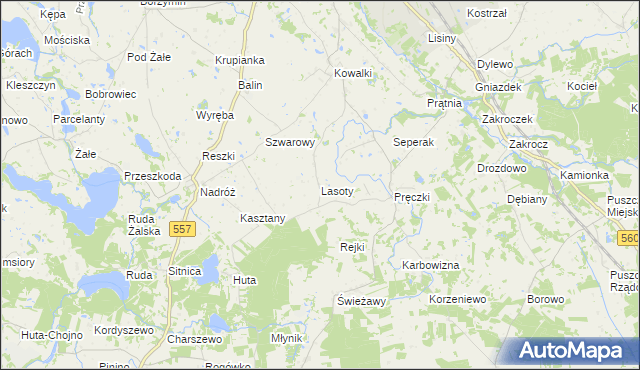 mapa Lasoty, Lasoty na mapie Targeo