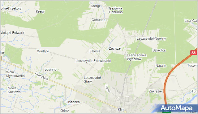 mapa Leszczydół-Pustki, Leszczydół-Pustki na mapie Targeo