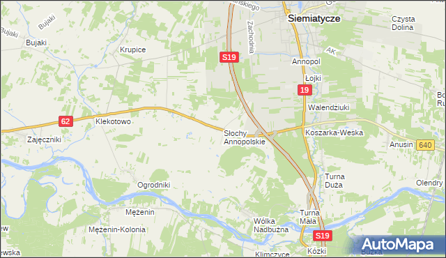 mapa Słochy Annopolskie, Słochy Annopolskie na mapie Targeo