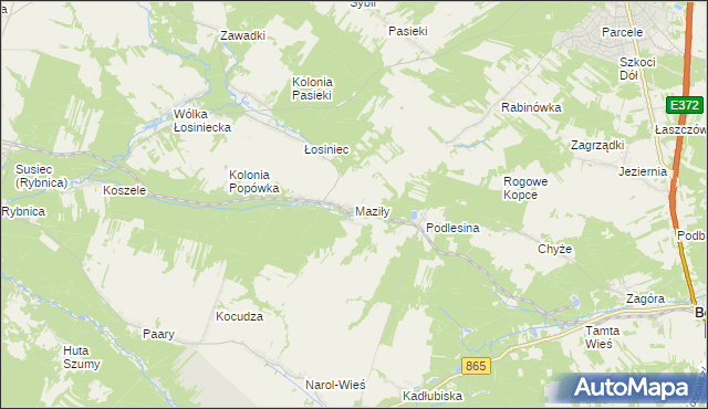 mapa Maziły, Maziły na mapie Targeo