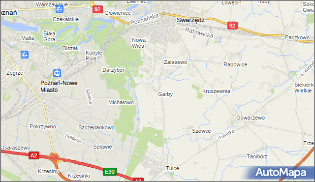 mapa Garby gmina Swarzędz, Garby gmina Swarzędz na mapie Targeo