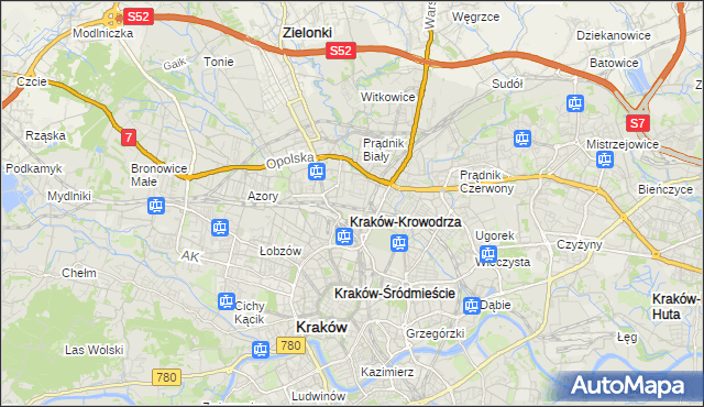 mapa Krowodrza, Krowodrza na mapie Targeo