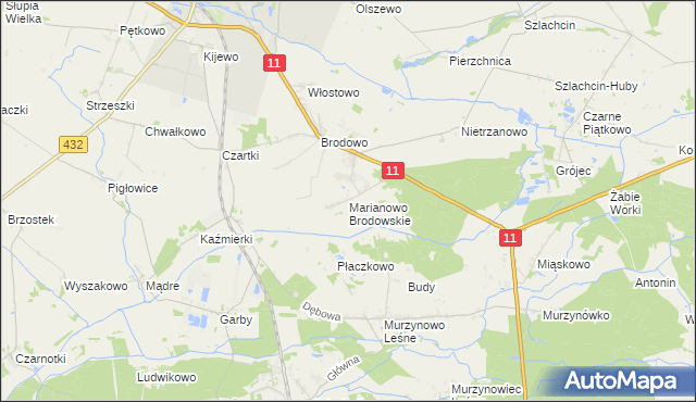 mapa Marianowo Brodowskie, Marianowo Brodowskie na mapie Targeo