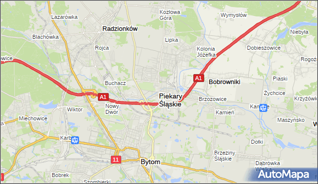 mapa Piekary Śląskie, Piekary Śląskie na mapie Targeo