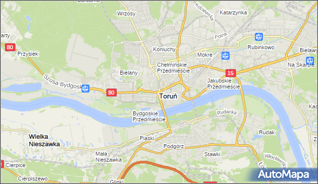 mapa Torunia, Toruń na mapie Targeo