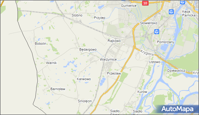 mapa Warzymice, Warzymice na mapie Targeo
