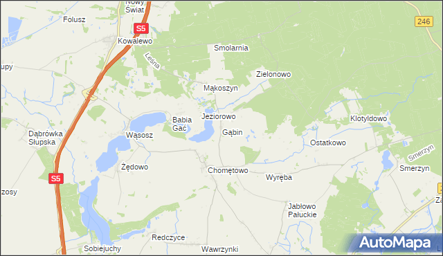 mapa Gąbin gmina Szubin, Gąbin gmina Szubin na mapie Targeo