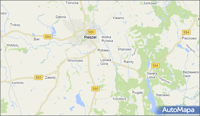 mapa Lipowa Góra gmina Reszel, Lipowa Góra gmina Reszel na mapie Targeo