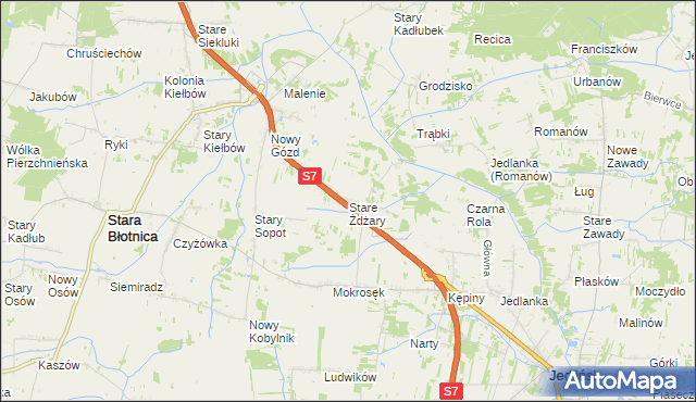 mapa Stare Żdżary gmina Stara Błotnica, Stare Żdżary gmina Stara Błotnica na mapie Targeo